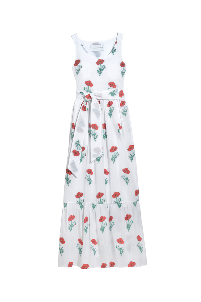 Danielle Fichera - Resort 2020 - Genevieve Maxi Dress in White and Red flat Image